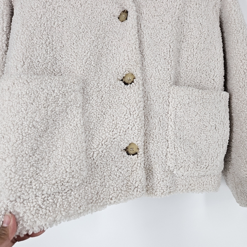 Aritzia Wilfred Bone White Stanza Sherpa Teddy Coat - Picture 8 of 14